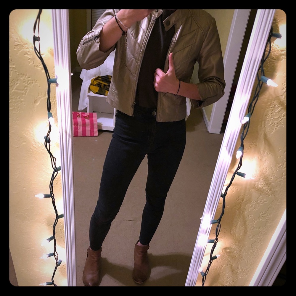 Gold/Tan Daytrip Leather Jacket Small